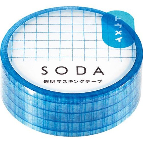 SODA 藍小格 透明紙膠帶 15mm