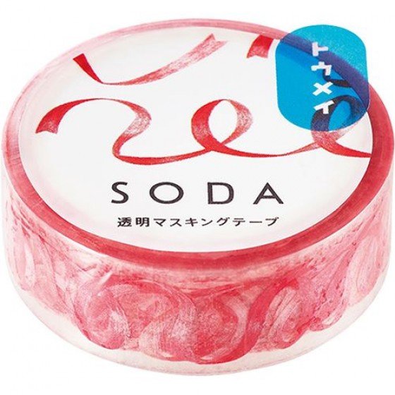 SODA 紅絲帶 透明紙膠帶 15mm